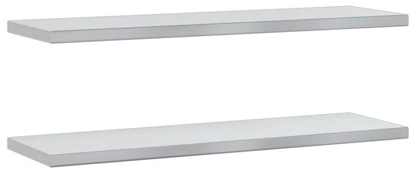 Nástěnné police 2 ks 100 x 30 cm stříbrné nerezová ocel 30279