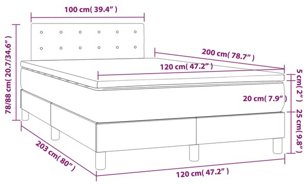 Box spring postel s matrací šedá 120x200 cm umělá kůže 3141117