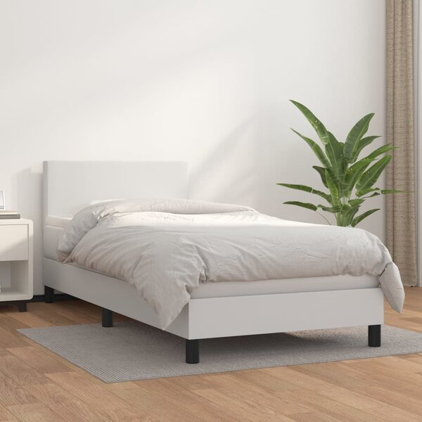 Box spring postel s matrací bílá 80 x 200 cm umělá kůže 3140970