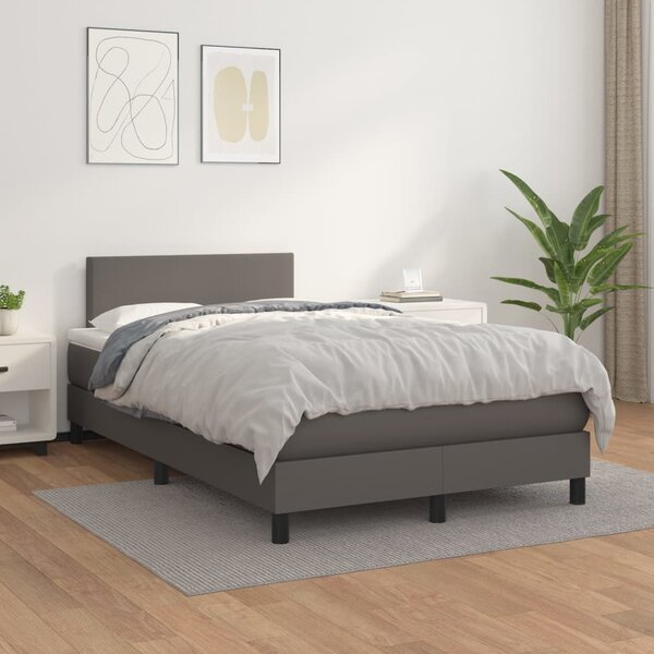 Box spring postel s matrací šedá 120x200 cm umělá kůže 3140997