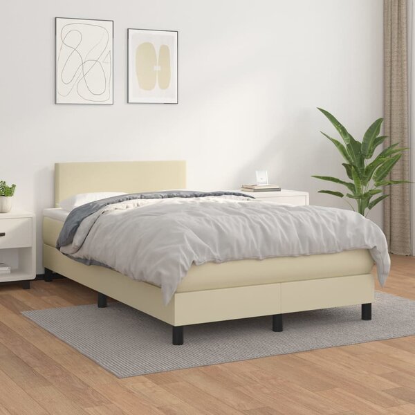 Box spring postel s matrací krémová 120x200 cm umělá kůže 3140995