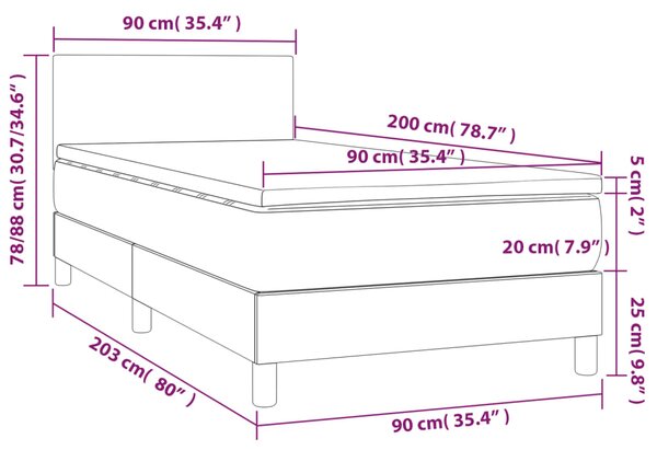Box spring postel s matrací růžová 90x200 cm samet 3141166