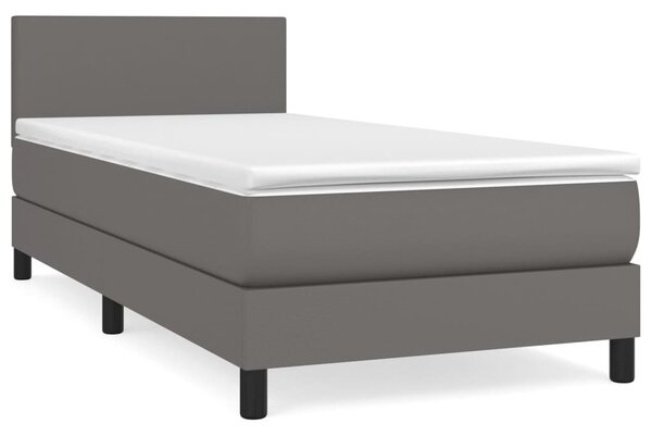 Box spring postel s matrací šedá 80 x 200 cm umělá kůže 3140973