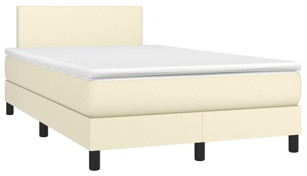 Box spring postel s matrací krémová 120x200 cm umělá kůže 3140995