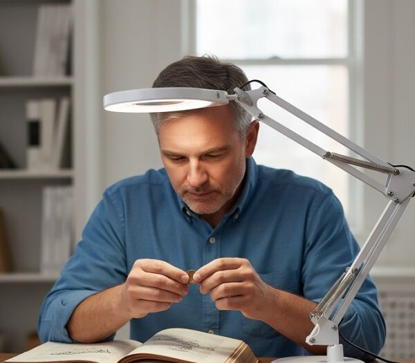 LED Stm. stolní lampa s lupou 2v1 AURIQ LOUPE LED/10W/5V 3000/4000/6500K bílá