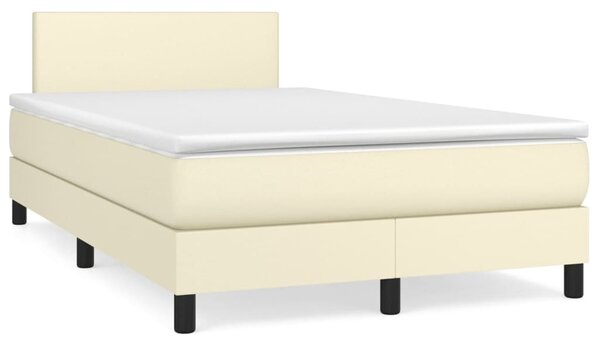 Box spring postel s matrací krémová 120x200 cm umělá kůže 3140995