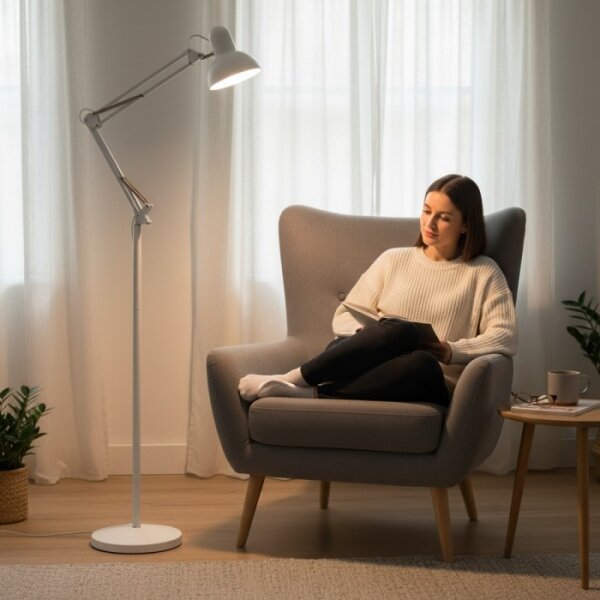 Flexibilní stojací lampa AURIQ 1xE27/60W/230V 184 cm bílá