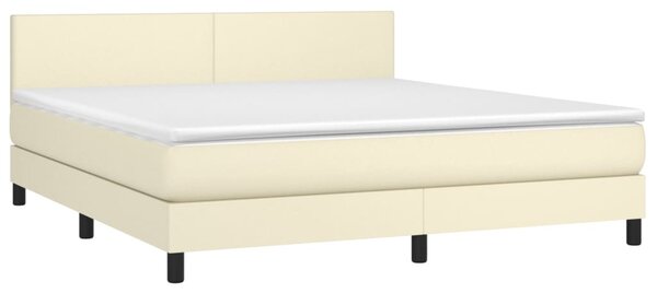 Box spring postel s matrací krémová 160x200 cm umělá kůže 3141013