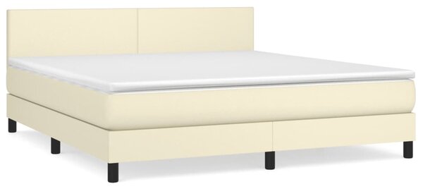 Box spring postel s matrací krémová 160x200 cm umělá kůže 3141013