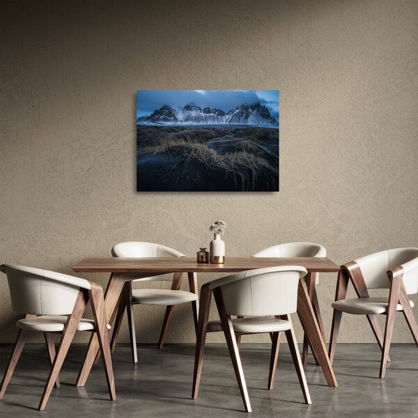 Skleněný obraz výhledu na Islandské vrcholky (70x50 cm)