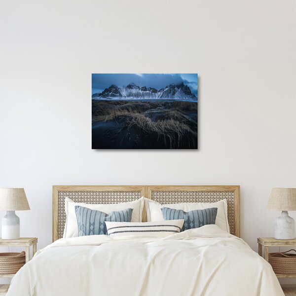 Skleněný obraz výhledu na Islandské vrcholky (70x50 cm)