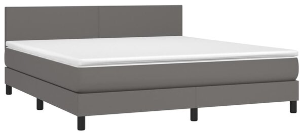 Box spring postel s matrací šedá 160x200 cm umělá kůže 3141015