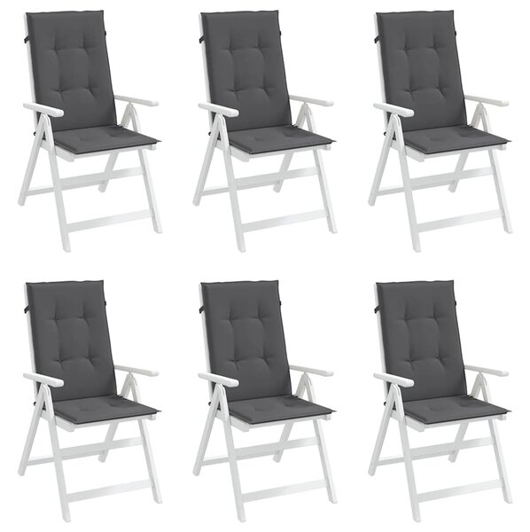 Podušky na židli vysoké opěradlo 6 ks antracitové 120x50x3 cm 314104