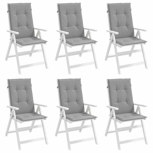 Podušky na židli vysoké opěradlo 6 ks šedé 120x50x3 cm textil 314105