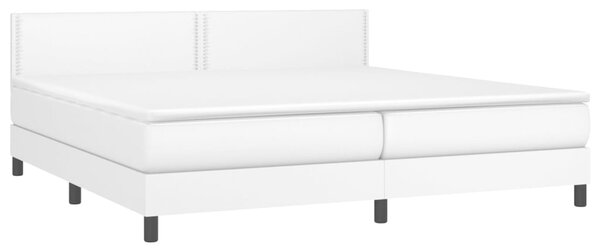 Box spring postel s matrací bílá 200x200 cm umělá kůže 3141084