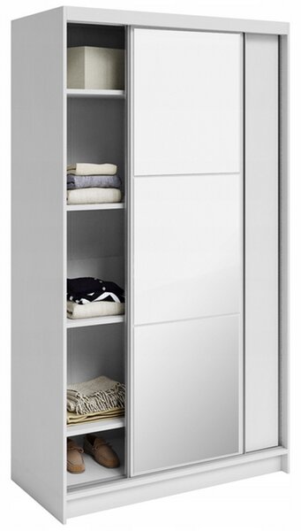 Šatní skříň DENVE 120x218x60,3 cm bílá se zrcadlem
