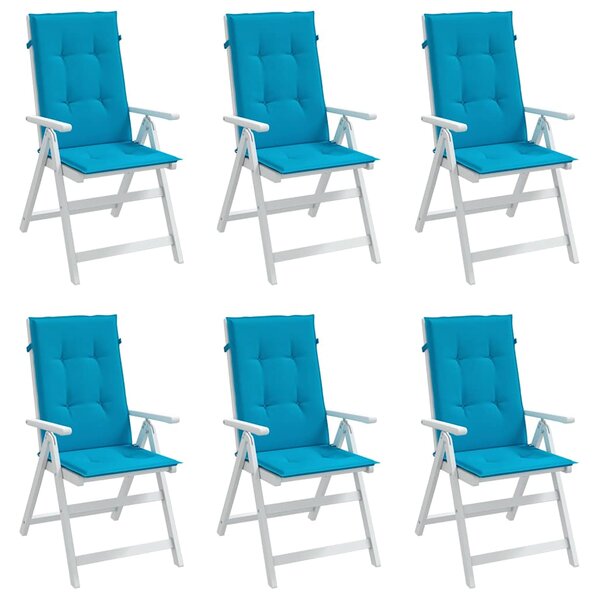 Podušky na židli vysoké opěradlo 6 ks modré 120x50x3 cm textil 314108