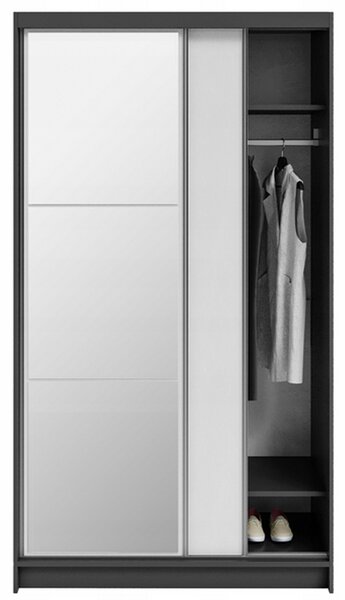 Šatní skříň DENVE 120x218x60,3 cm bílá/šedá se zrcadlem
