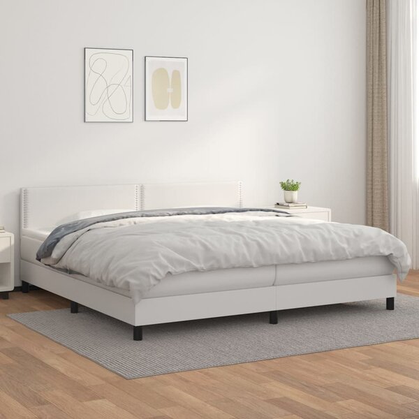Box spring postel s matrací bílá 200x200 cm umělá kůže 3141084