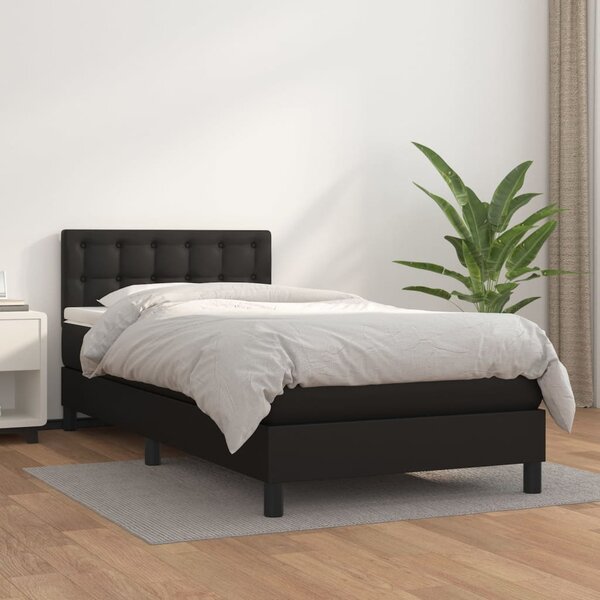 Box spring postel s matrací černá 90x190 cm umělá kůže 3141095