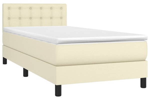 Box spring postel s matrací krémová 90x190 cm umělá kůže 3141097