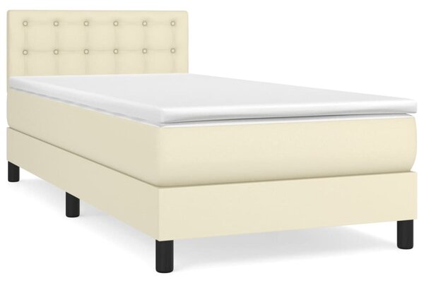 Box spring postel s matrací krémová 90x190 cm umělá kůže 3141097