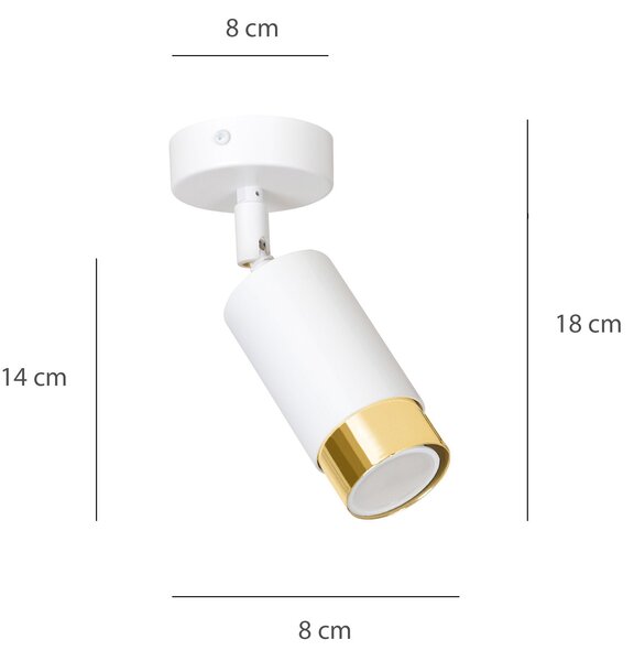 Stropní svítidlo HIRO 1 – bílé / zlaté, 1× GU10, šířka 8 cm