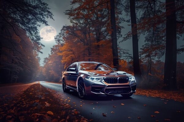Obraz BMW v úplňku měsíce
