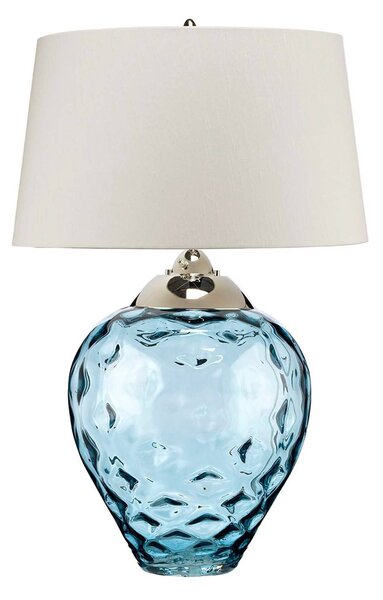 Stolní lampa Samara, Ø 51 cm, modrá, látka, sklo, 2 světla