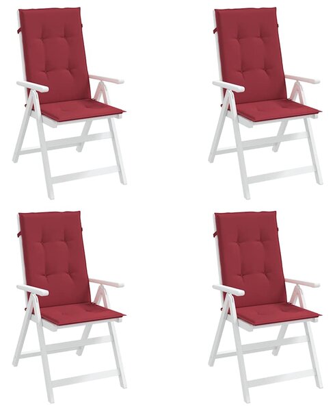 Podušky na židli vysoké opěradlo 4 ks vínové 120x50x3 cm textil 314114
