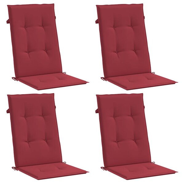 Podušky na židli vysoké opěradlo 4 ks vínové 120x50x3 cm textil 314114