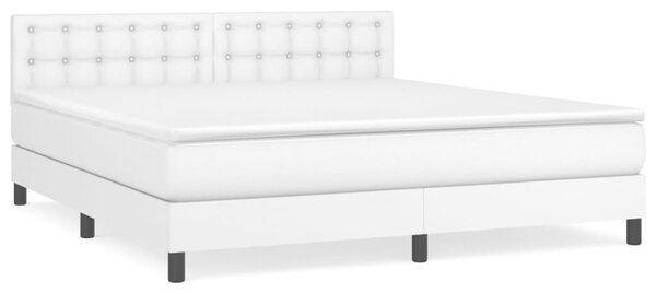 Box spring postel s matrací bílá 160x200 cm umělá kůže 3141132