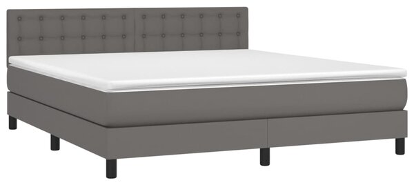 Box spring postel s matrací šedá 160x200 cm umělá kůže 3141135