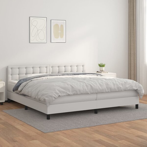 Box spring postel s matrací bílá 200x200 cm umělá kůže 3141144