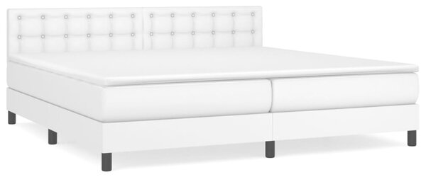 Box spring postel s matrací bílá 200x200 cm umělá kůže 3141144
