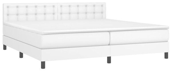 Box spring postel s matrací bílá 200x200 cm umělá kůže 3141144