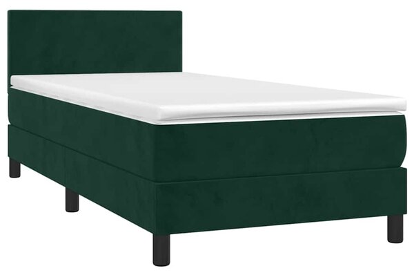 Box spring postel s matrací tmavě zelená 80 x 200 cm samet 3141152
