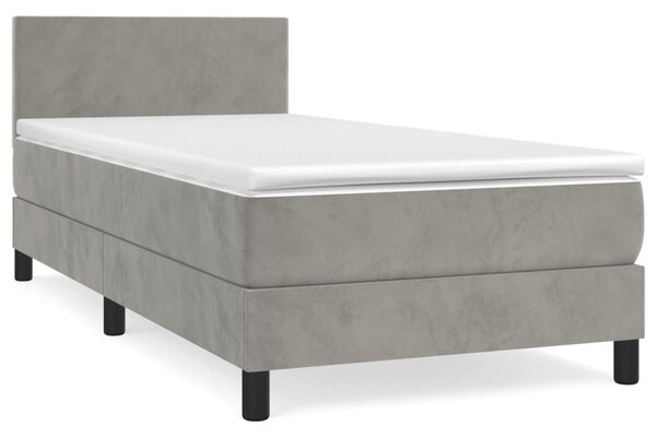 Box spring postel s matrací světle šedá 80 x 200 cm samet 3141149