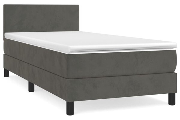 Box spring postel s matrací tmavě šedá 100x200 cm samet 3141168