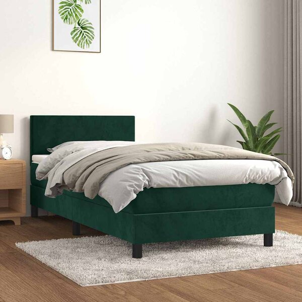 Box spring postel s matrací tmavě zelená 80 x 200 cm samet 3141152