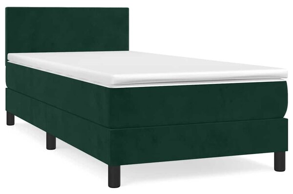 Box spring postel s matrací tmavě zelená 80 x 200 cm samet 3141152