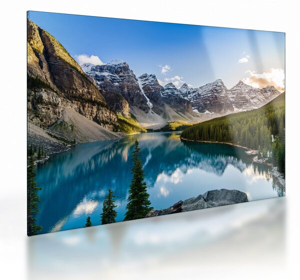 Skleněný obraz - Kanada, Národní park Banff, Moraine Lake (70x50 cm)