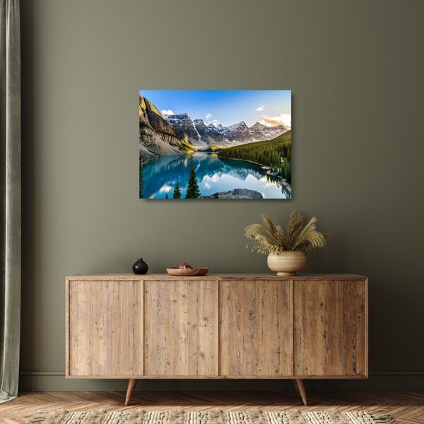 Skleněný obraz - Kanada, Národní park Banff, Moraine Lake (70x50 cm)