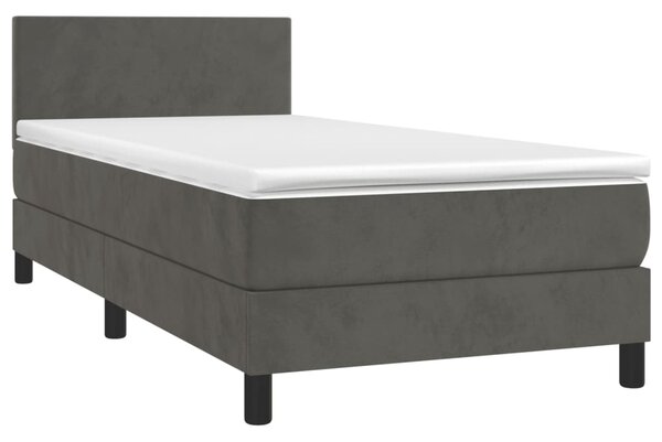 Box spring postel s matrací tmavě šedá 100x200 cm samet 3141168