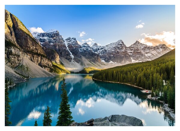Skleněný obraz - Kanada, Národní park Banff, Moraine Lake (70x50 cm)
