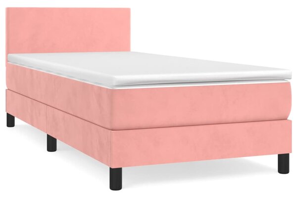 Box spring postel s matrací růžová 90x200 cm samet 3141166