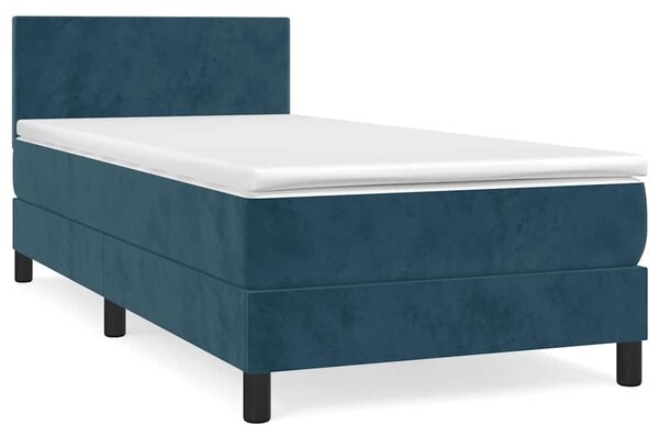 Box spring postel s matrací tmavě modrá 100x200 cm samet 3141171