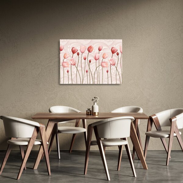Skleněný obraz - Růžové tulipány (70x50 cm)