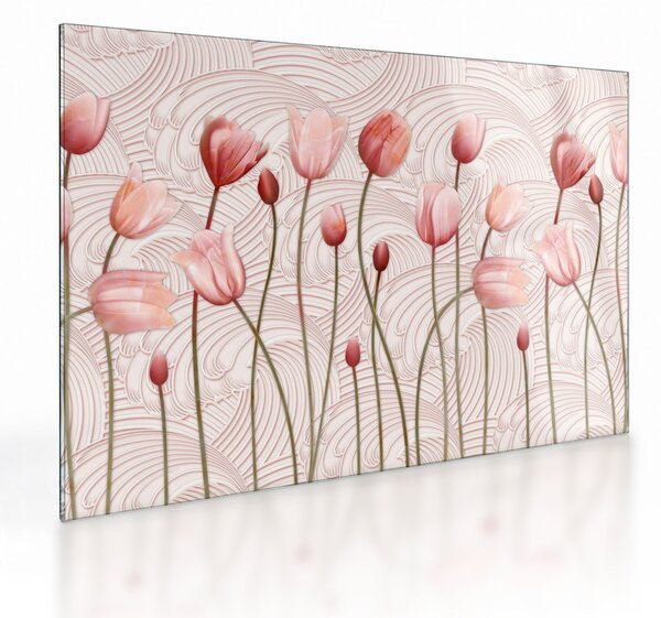 Skleněný obraz - Růžové tulipány (70x50 cm)