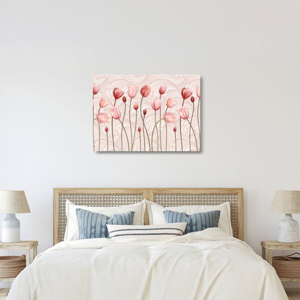 Skleněný obraz - Růžové tulipány (70x50 cm)